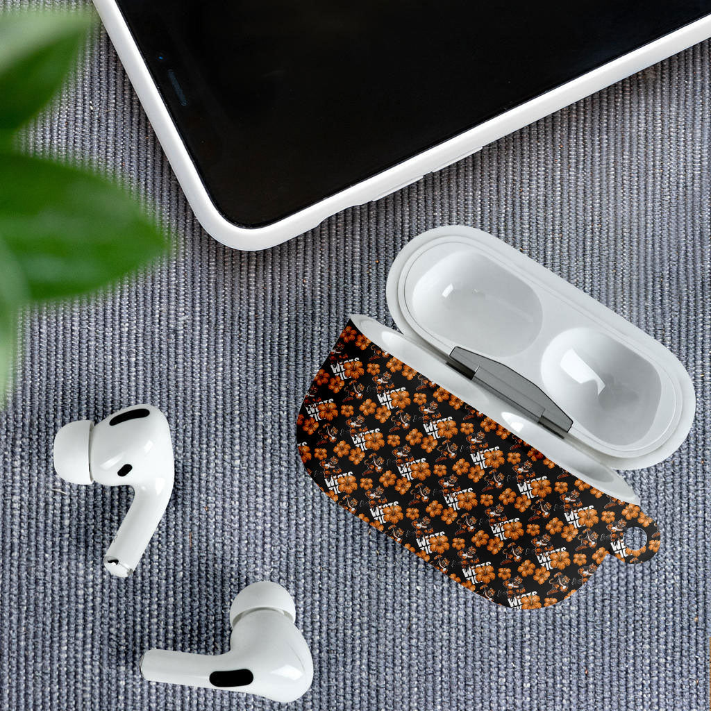 Wests Tigers AirPods Case Tropical Hibiscus Floral Seamless Rugby Mascot
