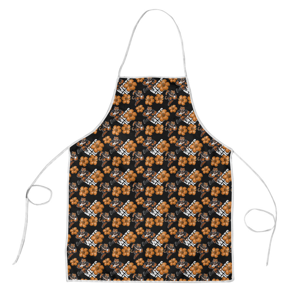 Wests Tigers Apron Tropical Hibiscus Floral Seamless Rugby Mascot