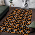 Wests Tigers Area Rug Tropical Hibiscus Floral Seamless Rugby Mascot