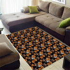 Wests Tigers Area Rug Tropical Hibiscus Floral Seamless Rugby Mascot