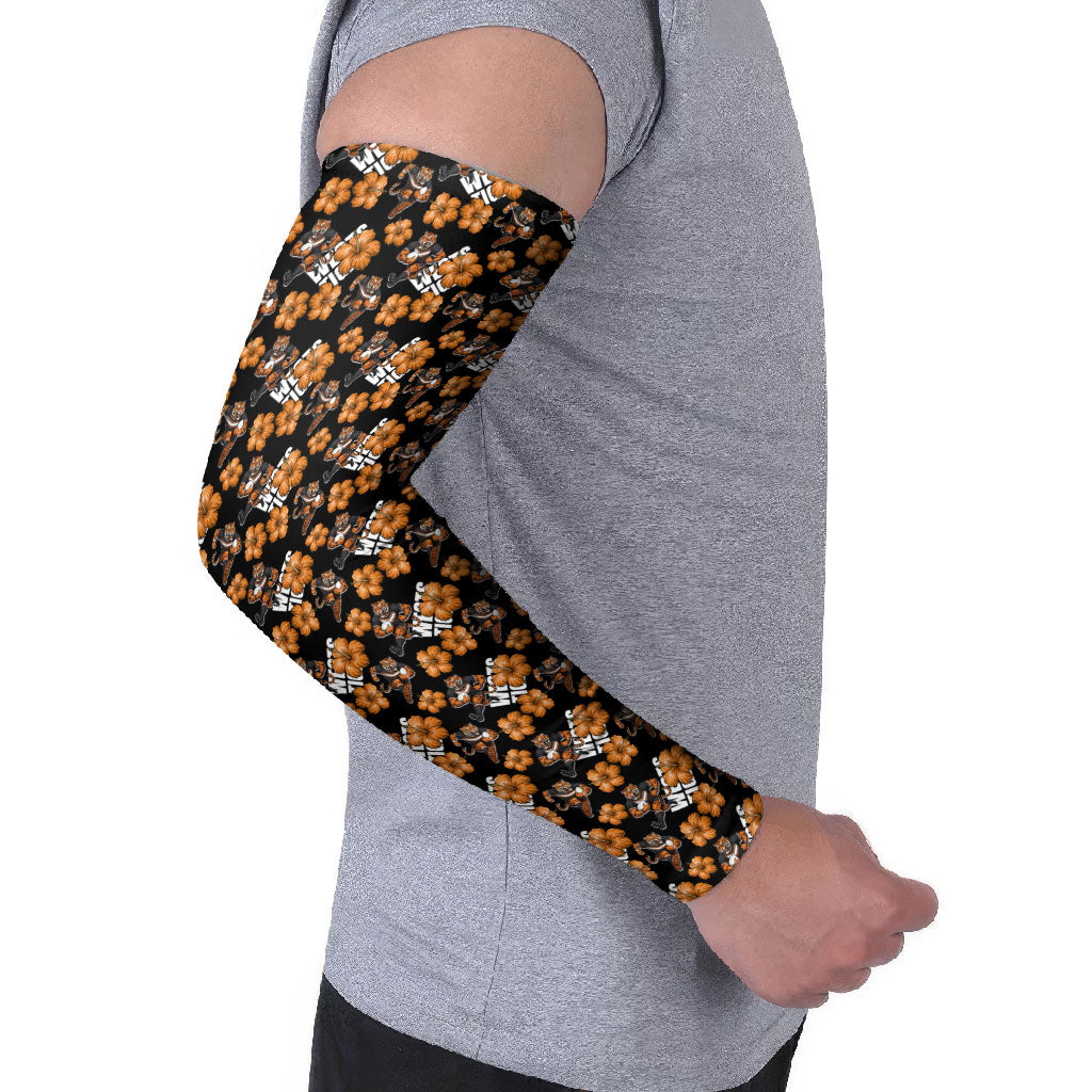Wests Tigers Arm Sleeves Tropical Hibiscus Floral Seamless Rugby Mascot