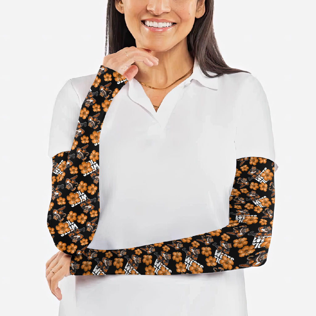 Wests Tigers Arm Sleeves Tropical Hibiscus Floral Seamless Rugby Mascot