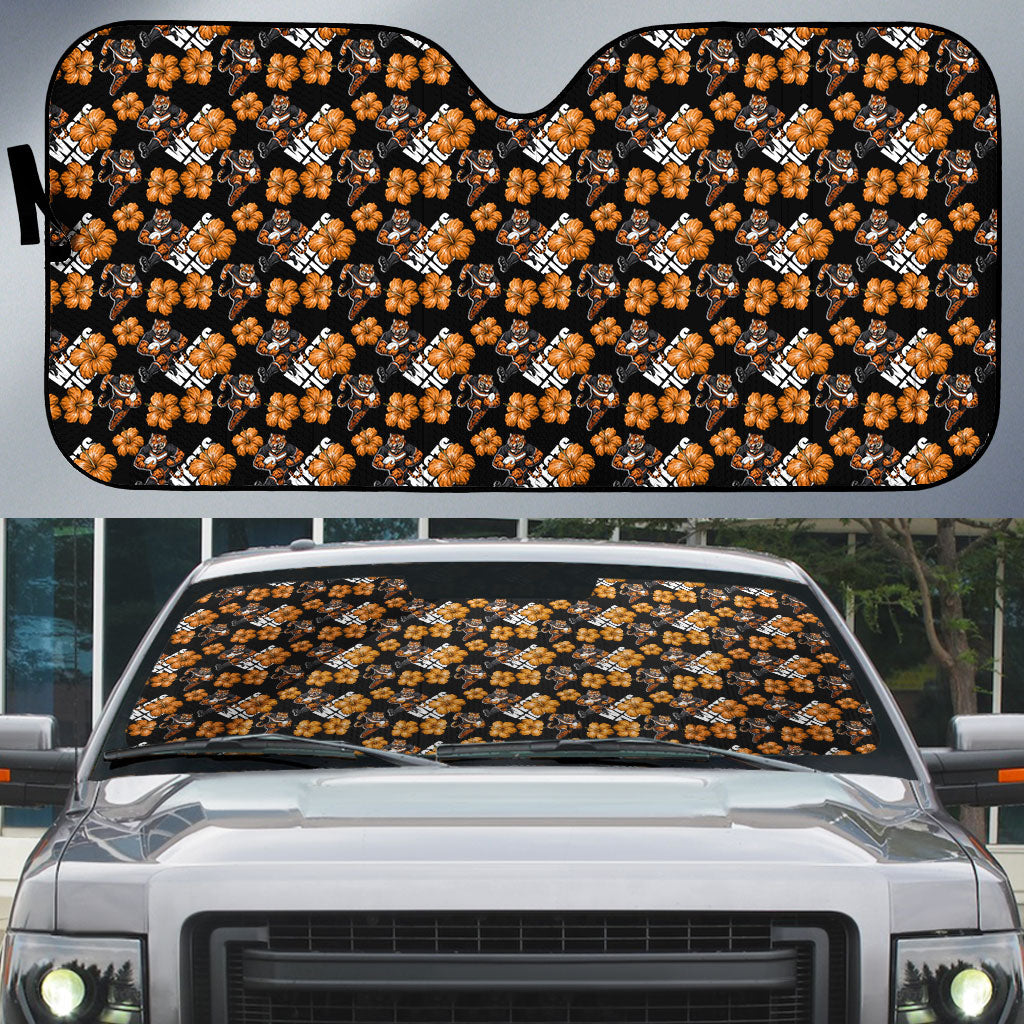 Wests Tigers Auto Sun Shade Tropical Hibiscus Floral Seamless Rugby Mascot