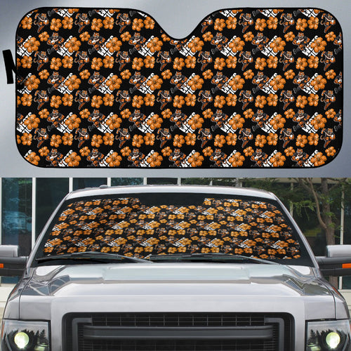 Wests Tigers Auto Sun Shade Tropical Hibiscus Floral Seamless Rugby Mascot