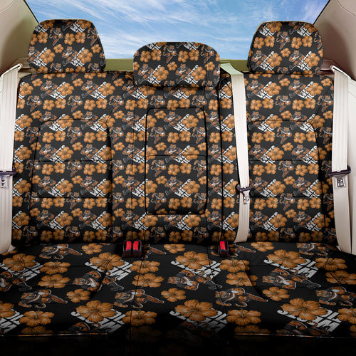 Wests Tigers Back Car Seat Cover Tropical Hibiscus Floral Seamless Rugby Mascot