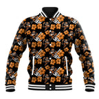 Wests Tigers Baseball Jacket Tropical Hibiscus Floral Seamless Rugby Mascot