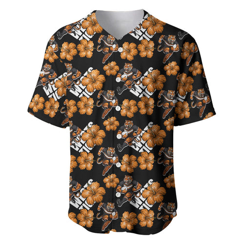 Wests Tigers Baseball Jersey Tropical Hibiscus Floral Seamless Rugby Mascot