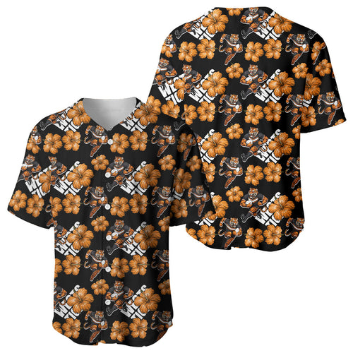 Wests Tigers Baseball Jersey Tropical Hibiscus Floral Seamless Rugby Mascot