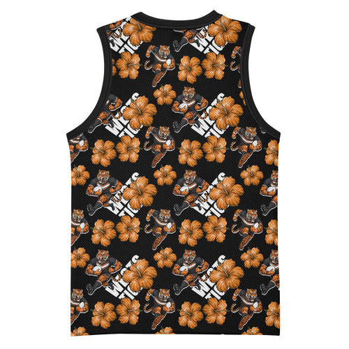 Wests Tigers Basketball Jersey Tropical Hibiscus Floral Seamless Rugby Mascot