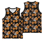 Wests Tigers Basketball Jersey Tropical Hibiscus Floral Seamless Rugby Mascot