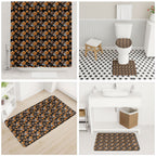 Wests Tigers Bathroom Set Tropical Hibiscus Floral Seamless Rugby Mascot
