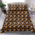 Wests Tigers Bedding Set Tropical Hibiscus Floral Seamless Rugby Mascot
