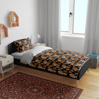Wests Tigers Bedding Set Tropical Hibiscus Floral Seamless Rugby Mascot
