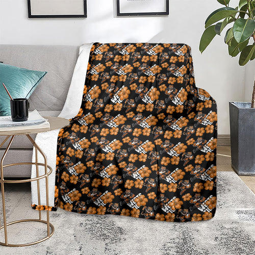 Wests Tigers Blanket Tropical Hibiscus Floral Seamless Rugby Mascot