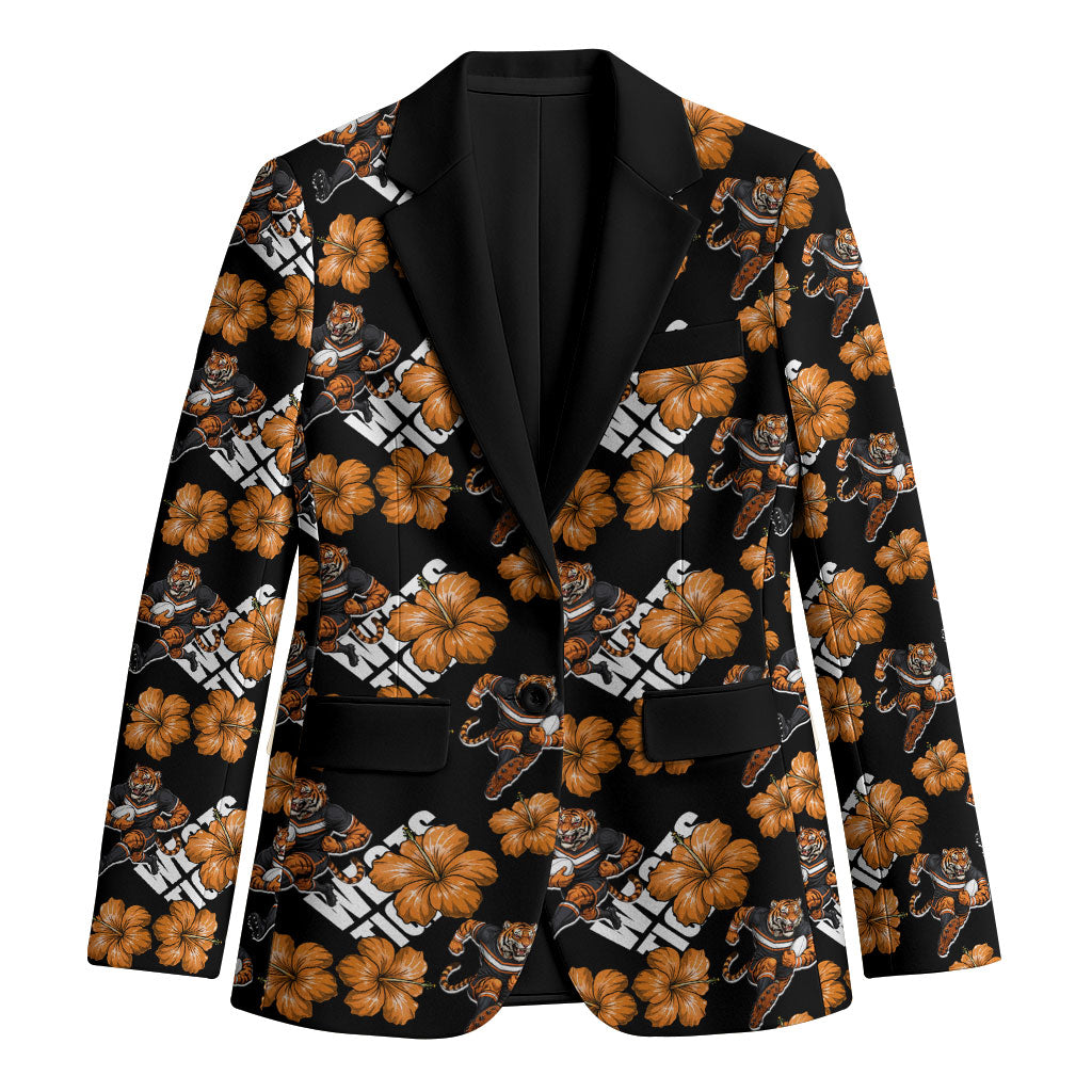Wests Tigers Blazer Tropical Hibiscus Floral Seamless Rugby Mascot