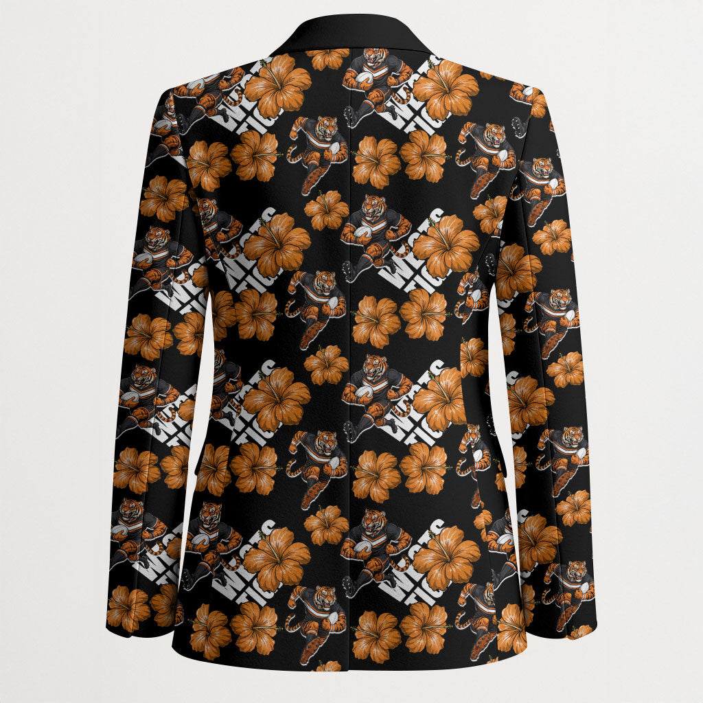 Wests Tigers Blazer Tropical Hibiscus Floral Seamless Rugby Mascot