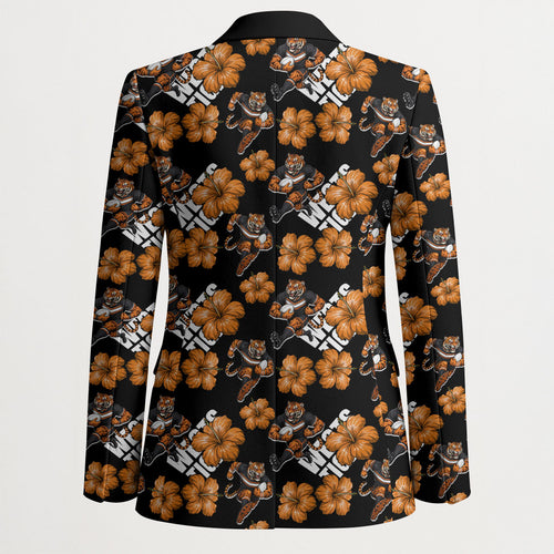 Wests Tigers Blazer Tropical Hibiscus Floral Seamless Rugby Mascot