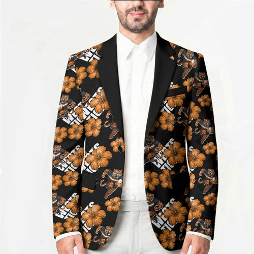 Wests Tigers Blazer Tropical Hibiscus Floral Seamless Rugby Mascot