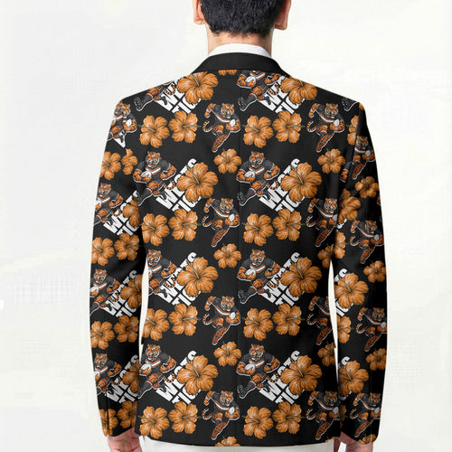 Wests Tigers Blazer Tropical Hibiscus Floral Seamless Rugby Mascot