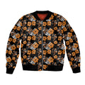 Wests Tigers Bomber Jacket Tropical Hibiscus Floral Seamless Rugby Mascot
