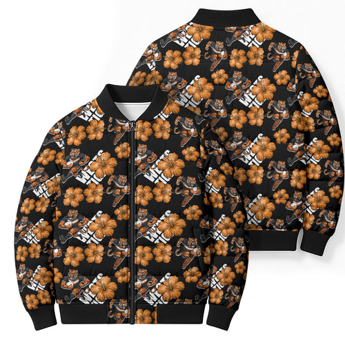 Wests Tigers Bomber Puffer Jacket Tropical Hibiscus Floral Seamless Rugby Mascot