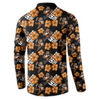 Wests Tigers Button Sweatshirt Tropical Hibiscus Floral Seamless Rugby Mascot