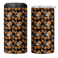 Wests Tigers 4 in 1 Can Cooler Tumbler Tropical Hibiscus Floral Seamless Rugby Mascot