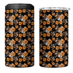 Wests Tigers 4 in 1 Can Cooler Tumbler Tropical Hibiscus Floral Seamless Rugby Mascot