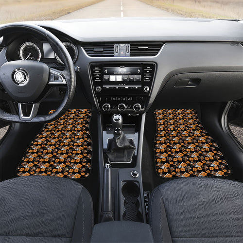 Wests Tigers Car Mats Tropical Hibiscus Floral Seamless Rugby Mascot