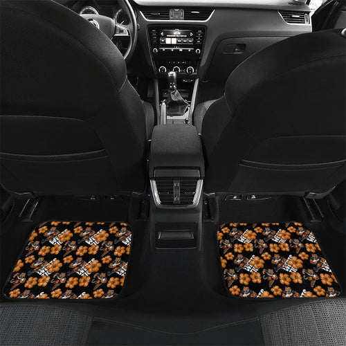 Wests Tigers Car Mats Tropical Hibiscus Floral Seamless Rugby Mascot