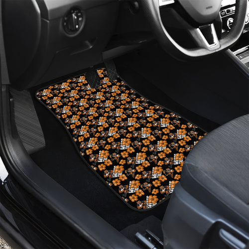 Wests Tigers Car Mats Tropical Hibiscus Floral Seamless Rugby Mascot