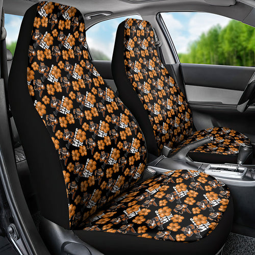 Wests Tigers Car Seat Cover Tropical Hibiscus Floral Seamless Rugby Mascot