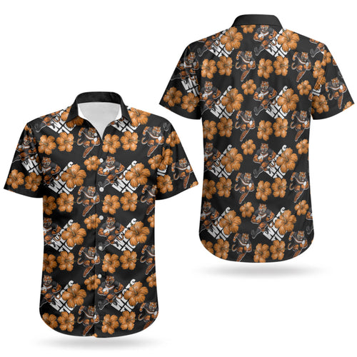 Wests Tigers Couples Matching Puletasi and Hawaiian Shirt Tropical Hibiscus Floral Seamless Rugby Mascot
