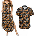 Wests Tigers Couples Matching Summer Maxi Dress and Hawaiian Shirt Tropical Hibiscus Floral Seamless Rugby Mascot