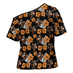 Wests Tigers Cross Shoulder Shirt Tropical Hibiscus Floral Seamless Rugby Mascot