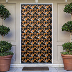 Wests Tigers Door Cover Tropical Hibiscus Floral Seamless Rugby Mascot