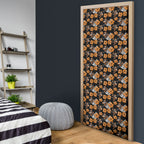 Wests Tigers Door Cover Tropical Hibiscus Floral Seamless Rugby Mascot