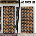 Wests Tigers Door Cover Tropical Hibiscus Floral Seamless Rugby Mascot