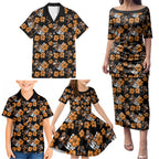 Wests Tigers Family Matching Puletasi and Hawaiian Shirt Tropical Hibiscus Floral Seamless Rugby Mascot