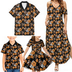 Wests Tigers Family Matching Summer Maxi Dress and Hawaiian Shirt Tropical Hibiscus Floral Seamless Rugby Mascot