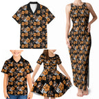 Wests Tigers Family Matching Tank Maxi Dress and Hawaiian Shirt Tropical Hibiscus Floral Seamless Rugby Mascot