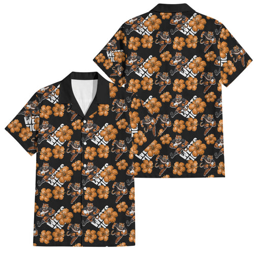 Wests Tigers Family Matching Tank Maxi Dress and Hawaiian Shirt Tropical Hibiscus Floral Seamless Rugby Mascot