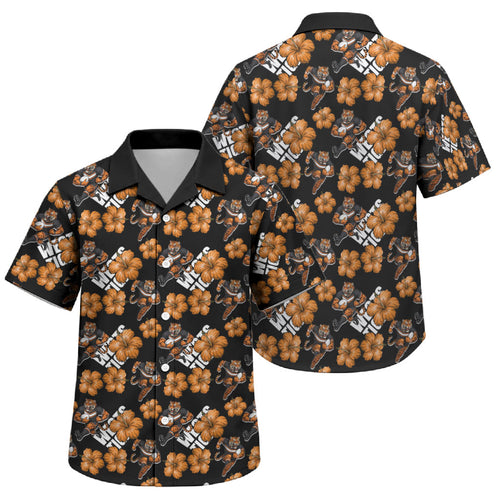 Wests Tigers Family Matching Tank Maxi Dress and Hawaiian Shirt Tropical Hibiscus Floral Seamless Rugby Mascot