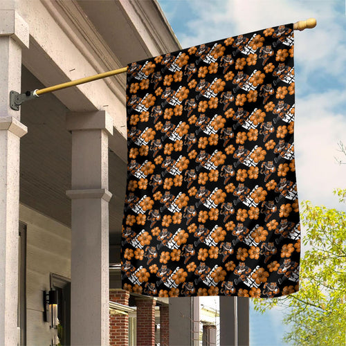 Wests Tigers Garden Flag Tropical Hibiscus Floral Seamless Rugby Mascot