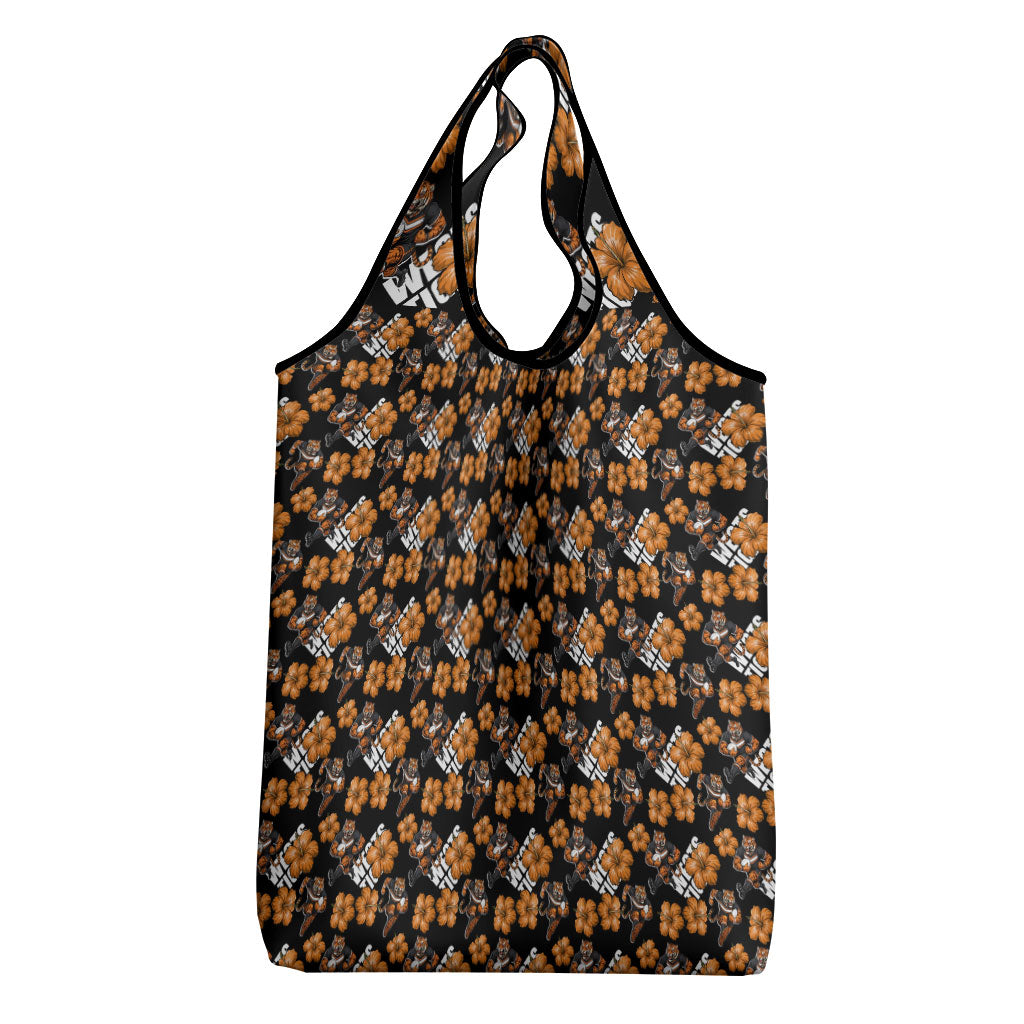 Wests Tigers Grocery Bag Tropical Hibiscus Floral Seamless Rugby Mascot