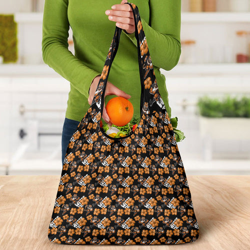 Wests Tigers Grocery Bag Tropical Hibiscus Floral Seamless Rugby Mascot