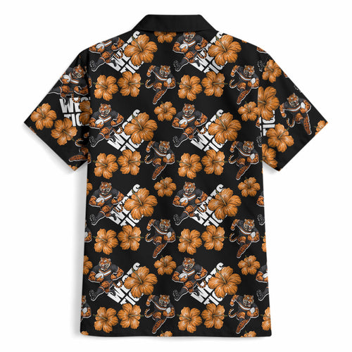 Wests Tigers Hawaiian Shirt Tropical Hibiscus Floral Seamless Rugby Mascot