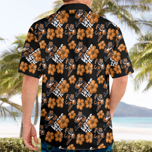 Wests Tigers Hawaiian Shirt Tropical Hibiscus Floral Seamless Rugby Mascot