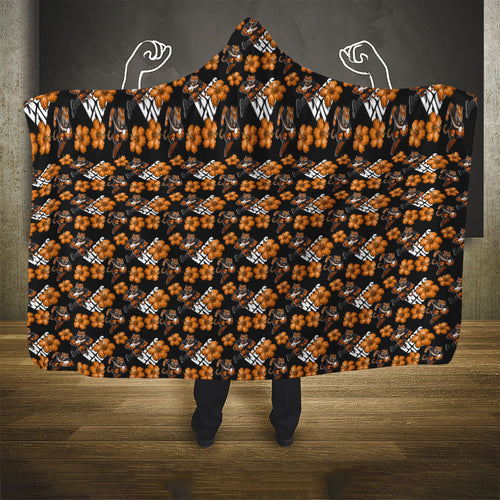 Wests Tigers Hooded Blanket Tropical Hibiscus Floral Seamless Rugby Mascot