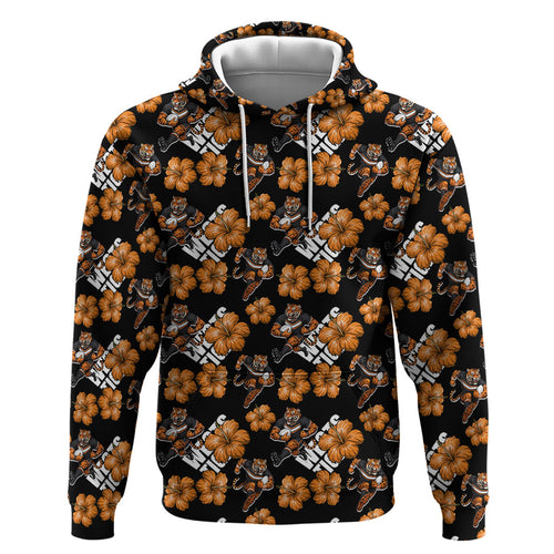 Wests Tigers Hoodie Tropical Hibiscus Floral Seamless Rugby Mascot